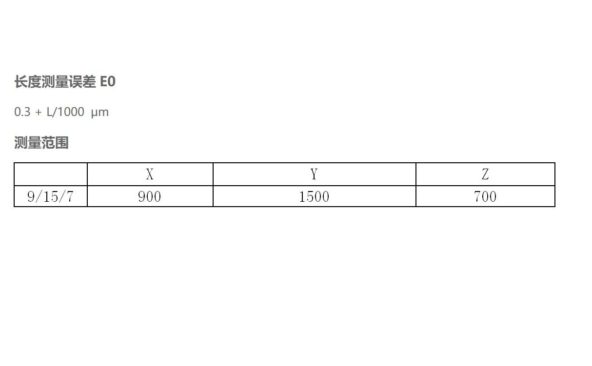 三坐标技术参数